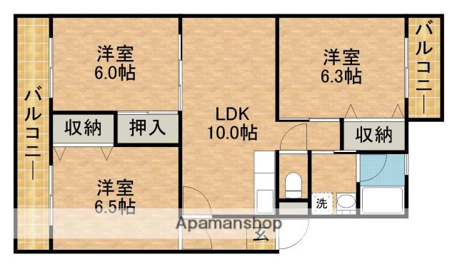 ファミール(3LDK/2階)の間取り写真