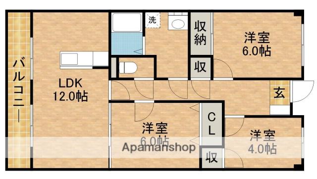 エンデバーひくま(3LDK/2階)の間取り写真