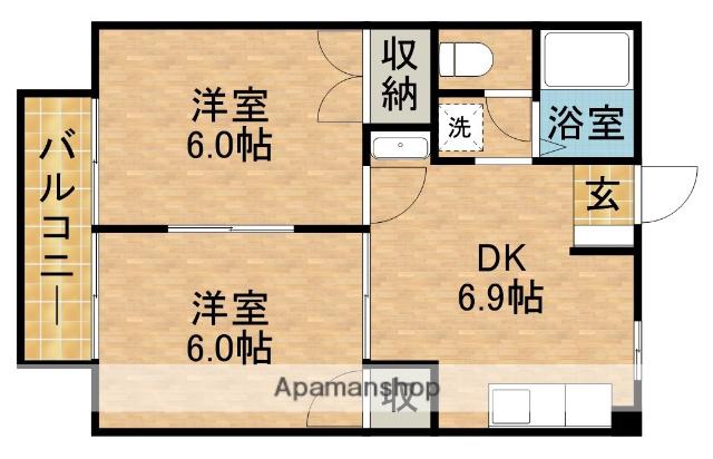 F・OAK(2DK/1階)の間取り写真