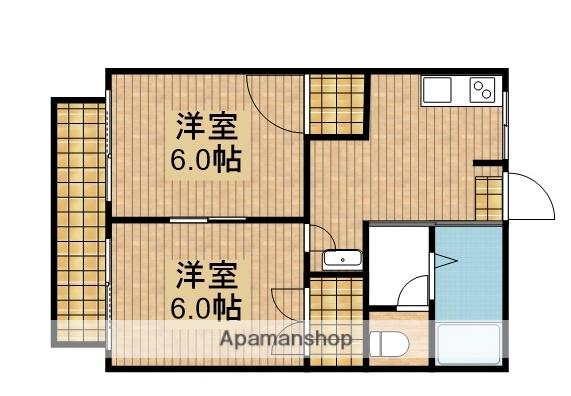 F・OAK(2DK/2階)の間取り写真