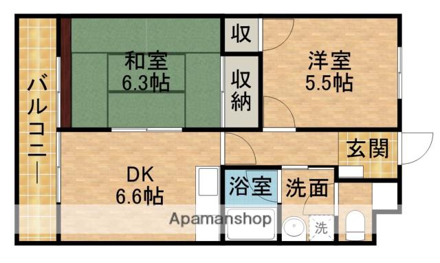 レーニア(2DK/1階)の間取り写真
