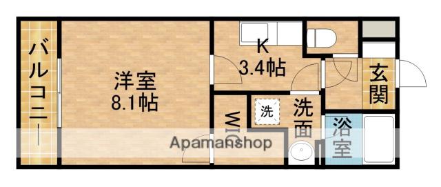 ビオスⅢ(1K/1階)の間取り写真