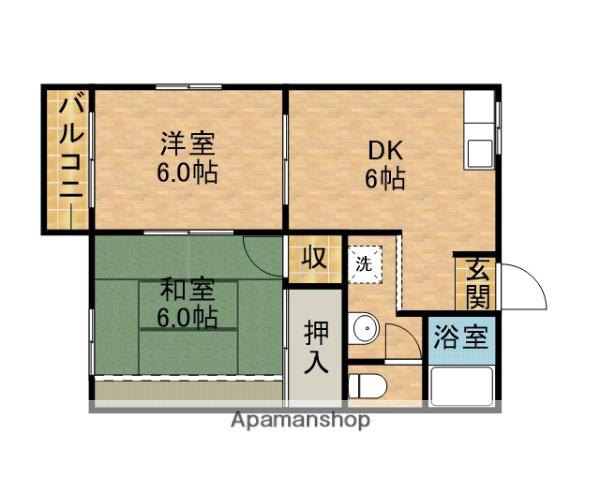 T-STYLE伊太 B(2DK/2階)の間取り写真