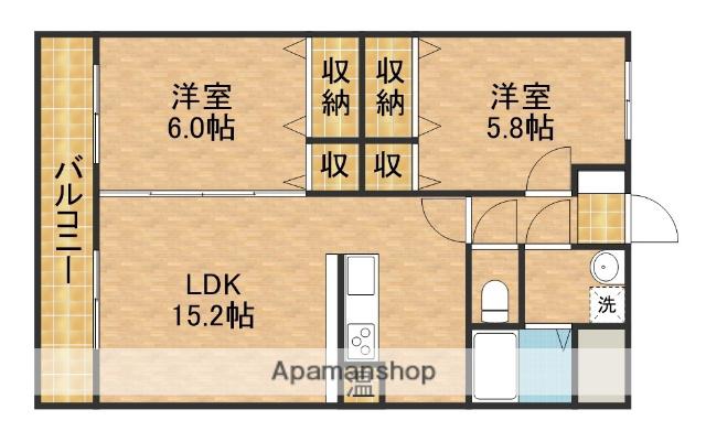 ランドマークヴィラ(2LDK/2階)の間取り写真