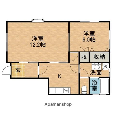 クレシェンテⅡ(2K/1階)の間取り写真