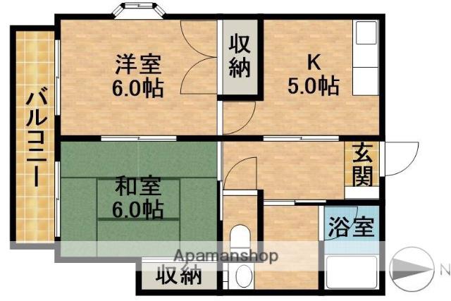 コーポキクⅢ(2K/1階)の間取り写真