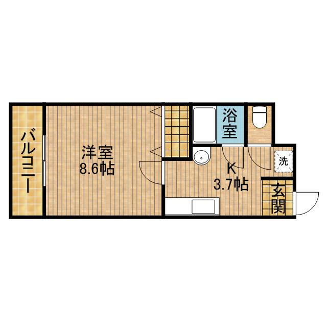 ライフ第6マンション藤枝駅前(1K/6階)の間取り写真