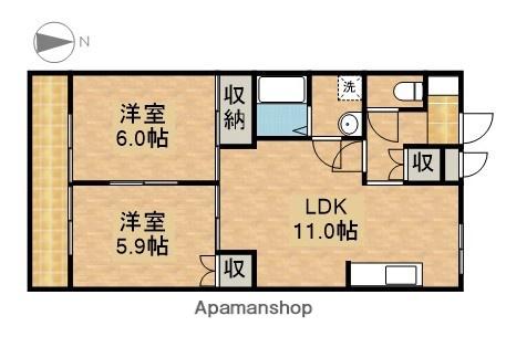 メゾンワシヅ(2LDK/2階)の間取り写真