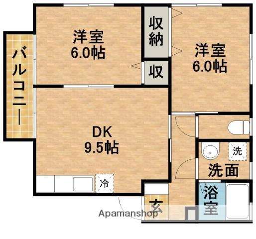 クラウンハイツN(2DK/2階)の間取り写真