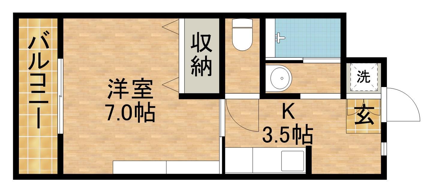 カレッジハイツⅠ(1K/1階)の間取り写真