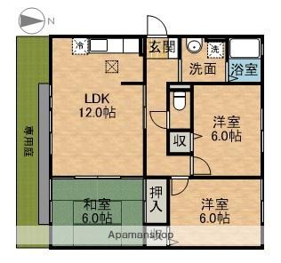 ブルーグラース(3LDK/1階)の間取り写真