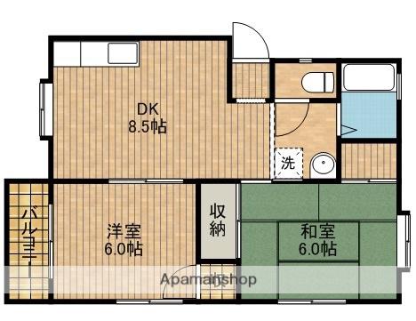 ソレアードIIDA Ⅰ(2DK/2階)の間取り写真