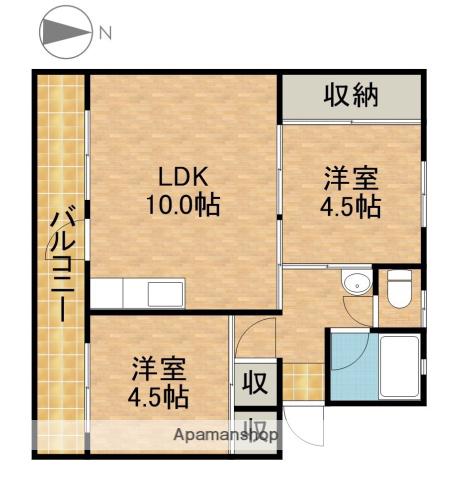 マンション安松(2LDK/3階)の間取り写真