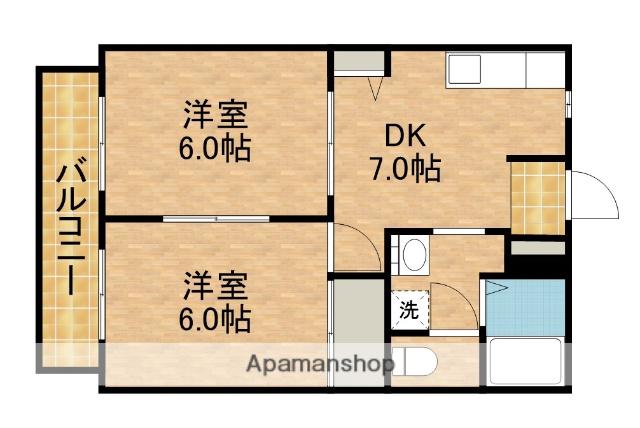 ガーデンハウスC(2DK/2階)の間取り写真