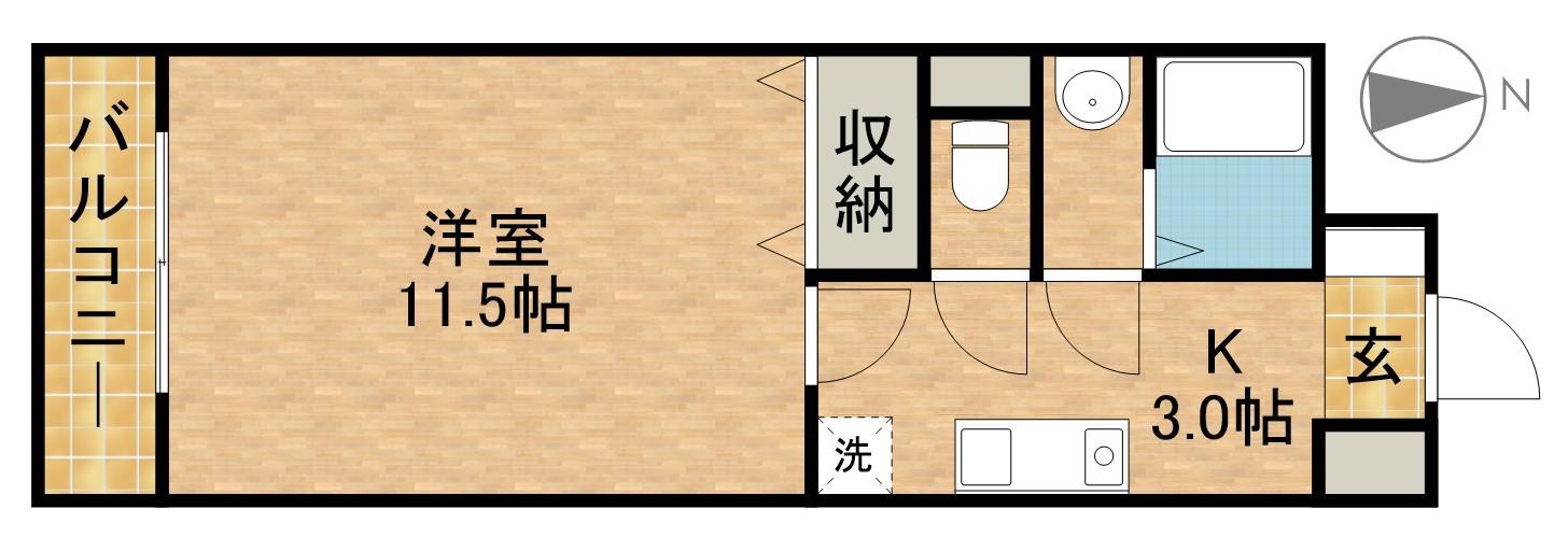 モンレーヴ葵東Ⅱ(1K/4階)の間取り写真