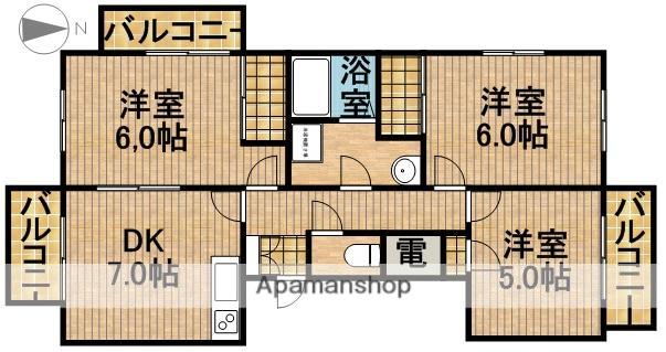 ライトアップ萩丘2番(3DK/2階)の間取り写真