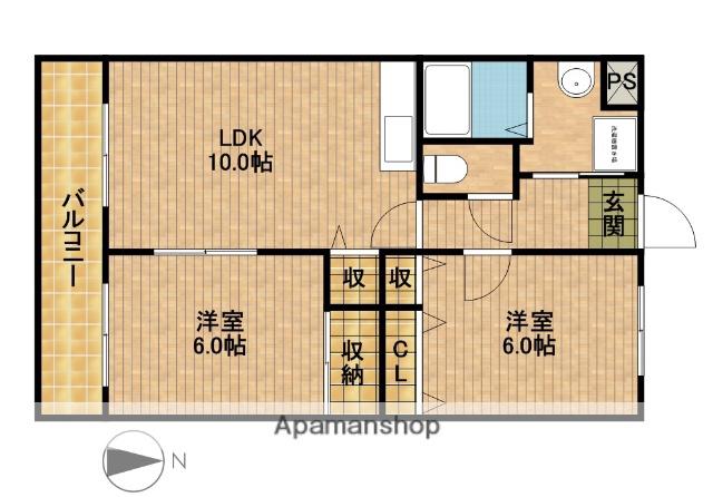 マンション紫雲E(2LDK/3階)の間取り写真