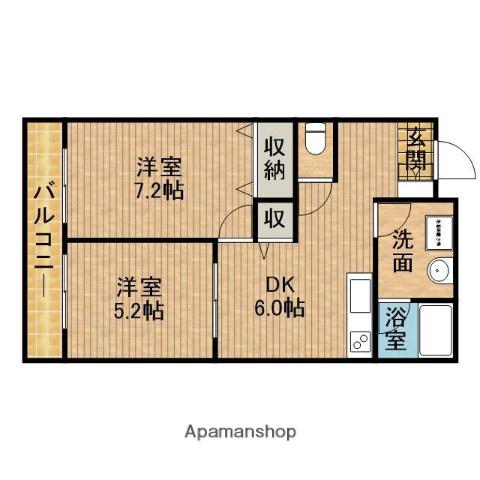 カーサ白井(2DK/1階)の間取り写真
