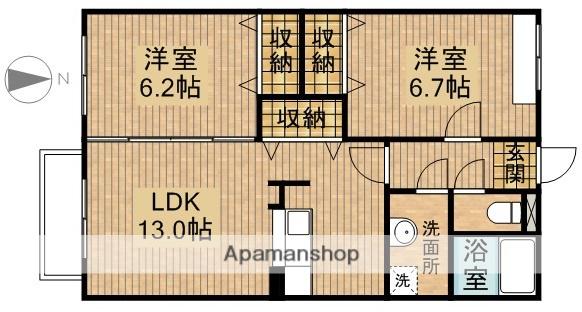 プレズイール(2LDK/2階)の間取り写真