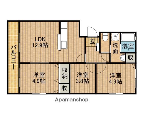 ヴェルデフォーユーⅡ(2LDK/3階)の間取り写真