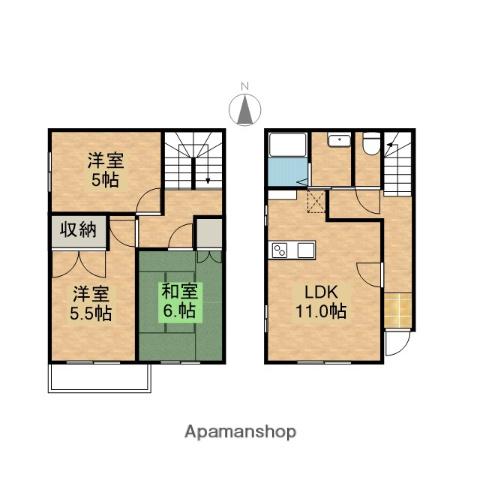 テラスハウス百鬼Ⅰ(3LDK)の間取り写真