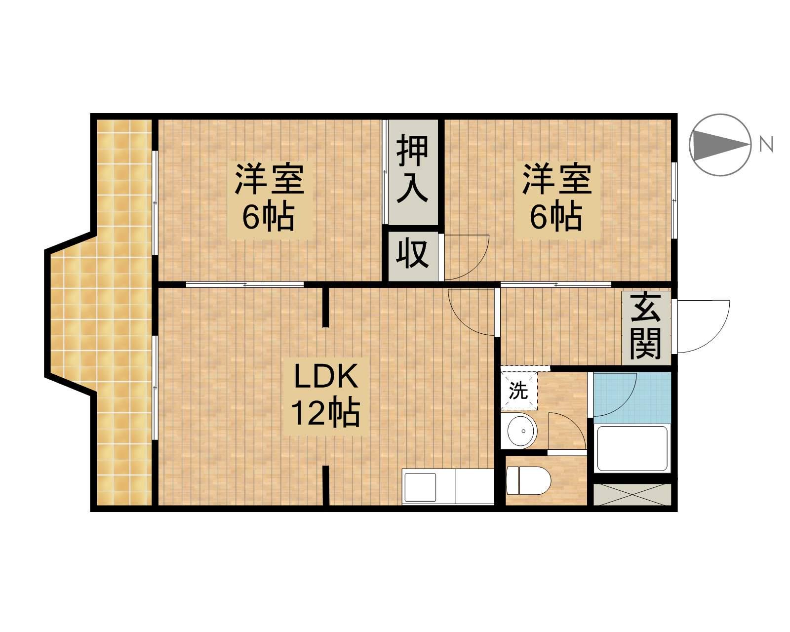 グランドコーポラス(2LDK/3階)の間取り写真