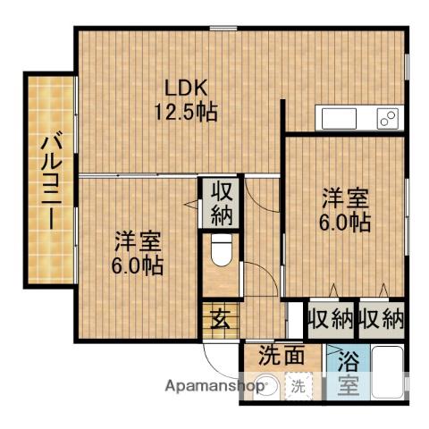 セジュール築地 D(2LDK/1階)の間取り写真