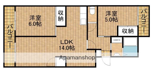 カナヤハイツⅡ(2LDK/3階)の間取り写真