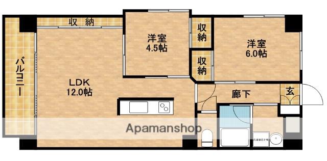 ヴェルメゾン浜松(2LDK/10階)の間取り写真