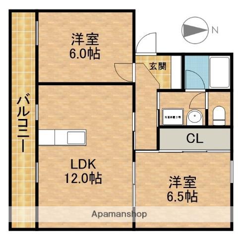上島マンション(2LDK/3階)の間取り写真