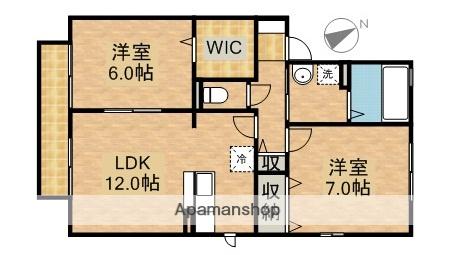 ポワール・トゥワイスB(2LDK/1階)の間取り写真