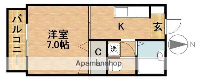 丸二ハイム山下(1K/2階)の間取り写真