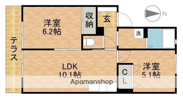 ロワジール(2LDK/1階)の間取り写真