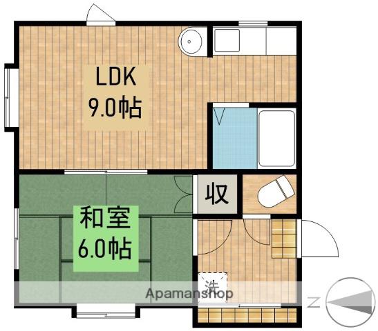 東海道本線 浜松駅 バス乗車時間：18分 大蒲西バス停で下車 徒歩8分 3階建 築32年(1LDK/2階)の間取り写真