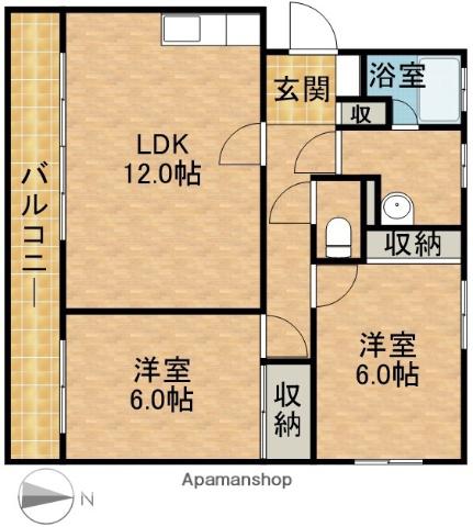 パークハイム和地山(2LDK/1階)の間取り写真