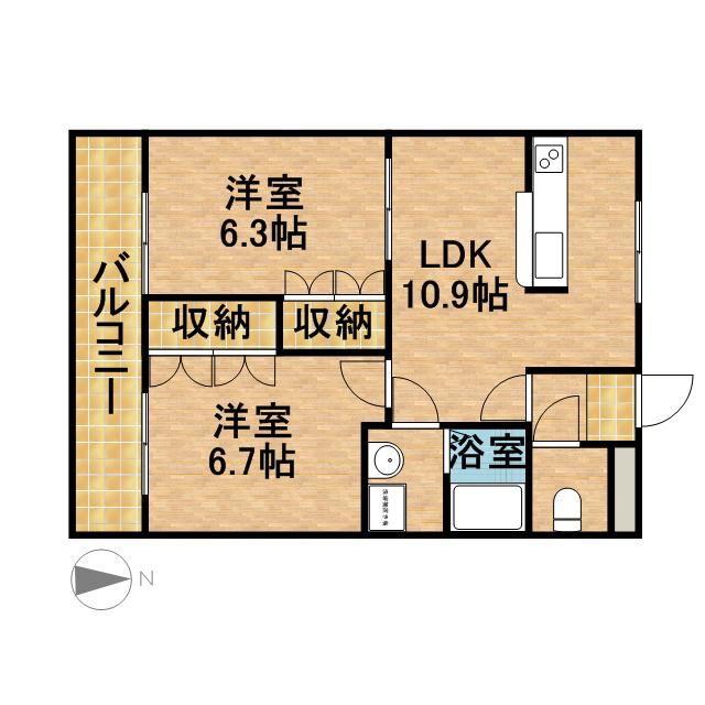 アイル・プティ(2LDK/1階)の間取り写真