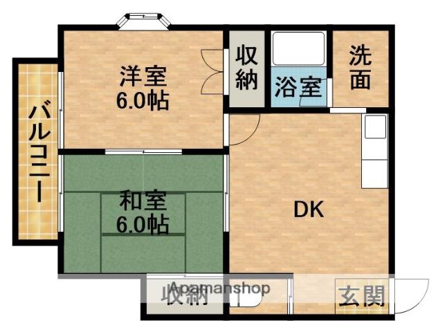 メゾンシンバⅠ(2DK/2階)の間取り写真