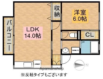 スカイハイツC(1LDK/2階)の間取り写真