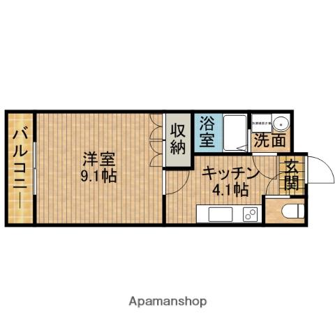 プリオール(1K/1階)の間取り写真