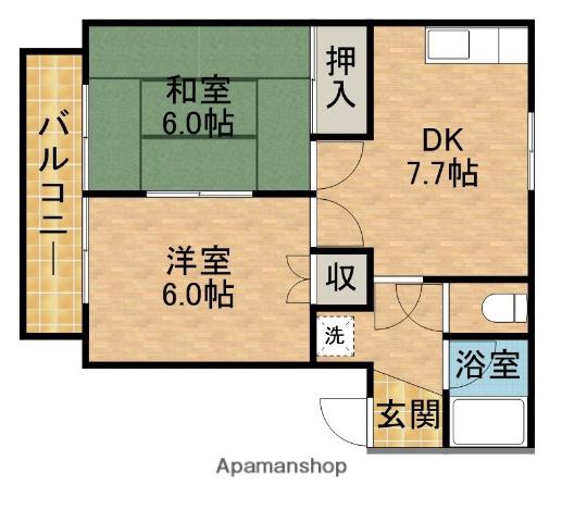 メゾン青葉台Ⅴ(2DK/3階)の間取り写真