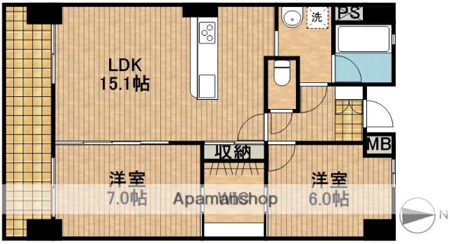 セントラルヒルズ松城(2LDK/3階)の間取り写真
