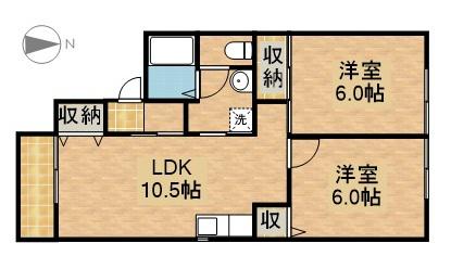 カトルセゾンA(2LDK/1階)の間取り写真