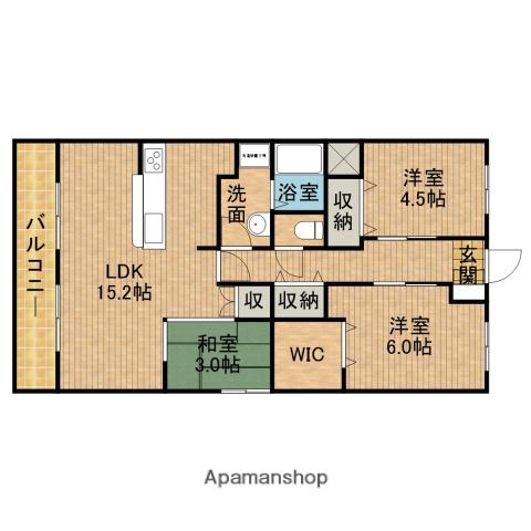 ヴィーブル東若林(2LDK/1階)の間取り写真