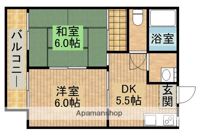 コスモハイツ松本(2DK/2階)の間取り写真
