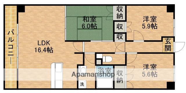 ドラゴンズマンション山手(3LDK/6階)の間取り写真