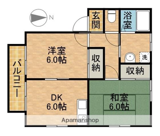 JOY河輪(2DK/2階)の間取り写真