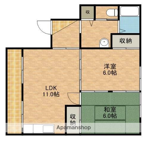 アンソレイエ(2LDK/2階)の間取り写真