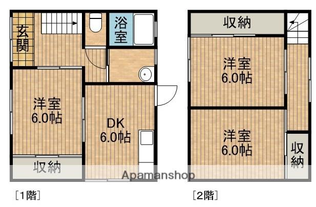 東海道本線 浜松駅 バス乗車時間：9分 頭陀寺バス停で下車 徒歩3分 2階建 築38年(3DK)の間取り写真