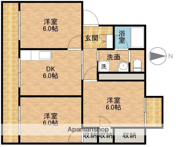 サンフラワーⅢ(3DK/4階)の間取り写真