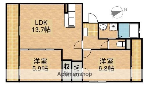 コンフォートⅡ(2LDK/1階)の間取り写真